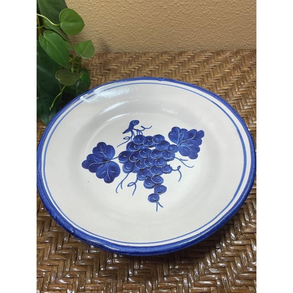 Vietri Italian PV Pottery Blue Grapes UVA  Salad Plate  8" - Picture 1 of 7